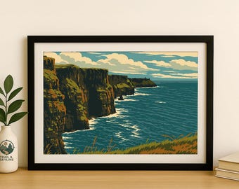 Vintage reisposter Cliffs of Moher: kustkunst Ierland