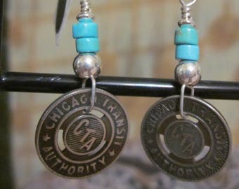 CTA Transit - Surface System Token Sterling Silver Lever Back Earrings - Metal CTA Surface System Tokens