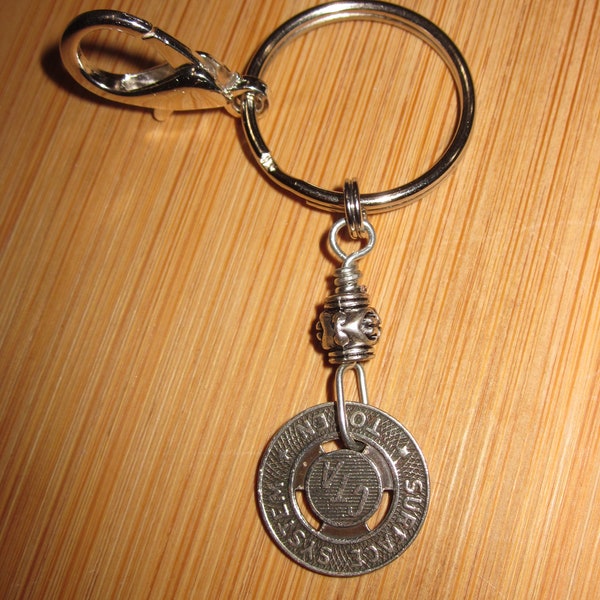 CTA Transit Token Key Chain made with One 16mm  Metal CTA Token