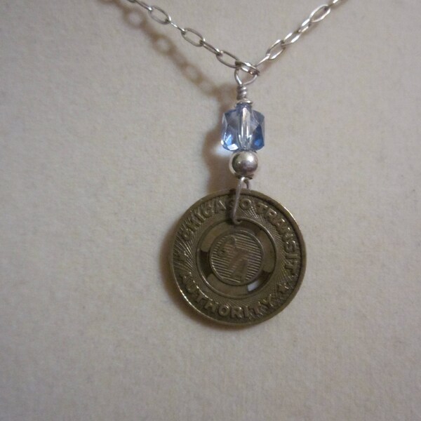 CTA Transit Token Necklace - Brass CTA Token - 20" Long