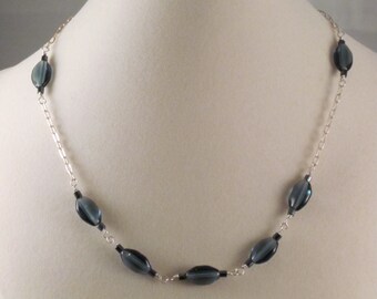 Montana Blue Chocker Necklace - Vintage Czech Glass