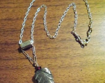 Pyrite Leaf Pendulum Art Deco Style Necklace