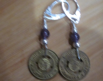 CTA Transit Token Sterling Silver Lever Back Earrings - Brass CTA Tokens