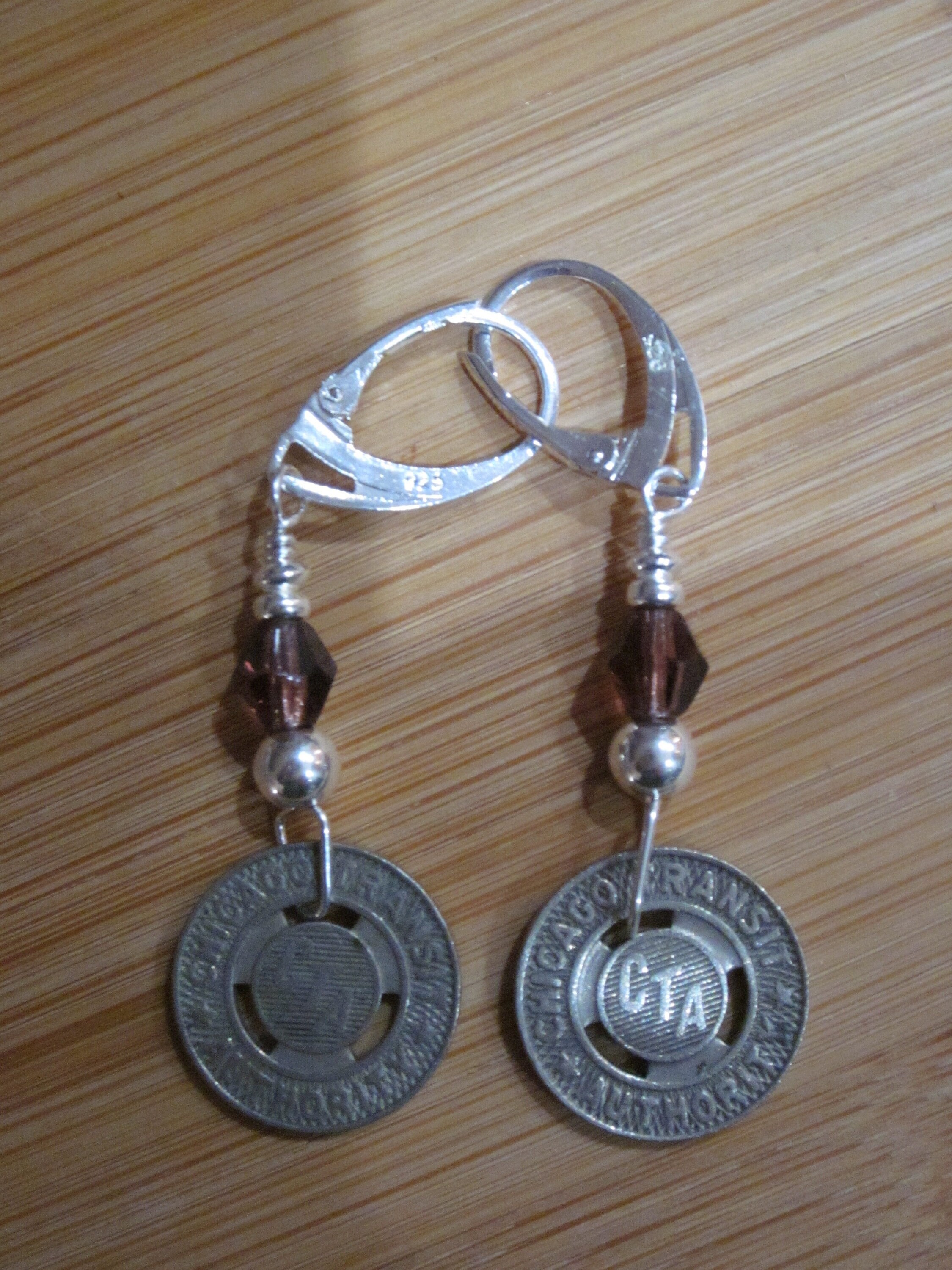 CTA Transit Tokens - Sterling Silver Lever Back Earrings - Metal 16mm CTA Tokens