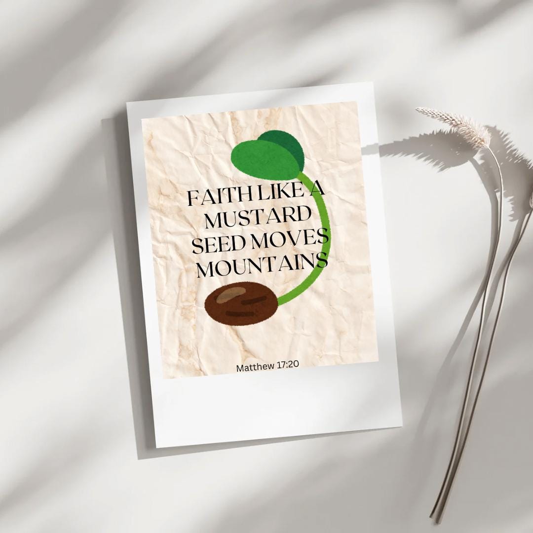 Faith Like a Mustard Seed Wall Art - Matthew 17:20 Bible Verse Print ...