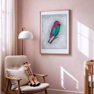 Watercolor Bird Print: Nursery Wall Art, Bird Lover Gift (Digital Download JPEGs)
