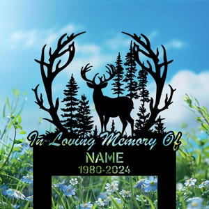 Custom  Deer Hunter Memorial Stake Outdoor, Cemetery Stake, Grave Marker, Memorial Stake.