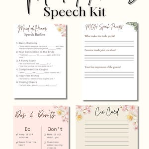 Plantilla y guía para el discurso de la dama de honor / Guía imprimible para el discurso de boda / Esquema del discurso de la dama de honor, indicaciones, consejos de confianza, tarjetas de referencia
