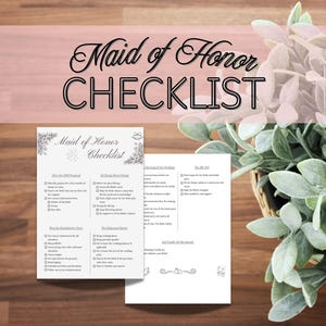 Maid of Honor Checklist | Bridal Party Duties Printable | Wedding Planner for Bridesmaids | MOH Responsibilities | Instant Download
