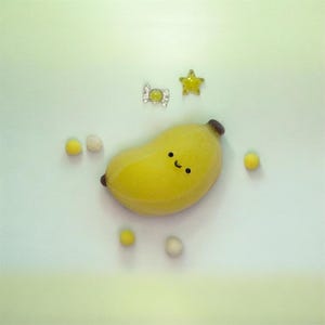 Plátano sonriente Taba Squishy - Hecho a mano