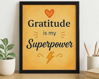 Gratitude Wall Art | Printable Motivational Quote | 8x10 Digital Download