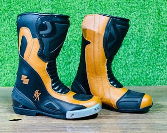 SUZUKI Hayabusa Motorbike Racing Leather Boot All Sizes Available CE Protection