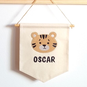 Personalized Linen Name Banner: Embroidered Nursery Decor