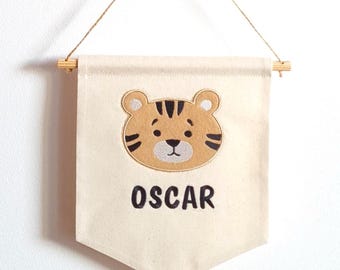 Personalized Linen Name Banner: Embroidered Nursery Decor