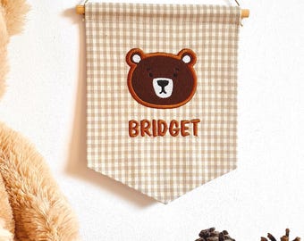 Personalized Bear Name Banner – Felt Banner for Nursery, Kids Room Bunting