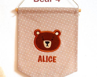 Personalized Cotton Name Banner: Teddy Bear Nursery Decor