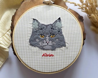 Custom Pet Portrait Embroidery Hoop Art: Dog Memorial Gift