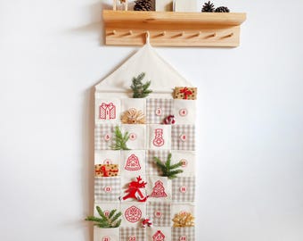 Personalized Fabric Advent Calendar: Embroidered Christmas Countdown, Reusable Cotton Decoration