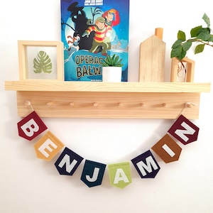 Guirnalda de letras de fieltro, pancarta personalizable, decoración para habitación de bebé, letrero para fiesta de cumpleaños, banderines con nombre para pared de guardería, banderines de fieltro coloridos