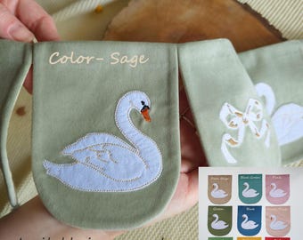 Swan Garland with Bows – Velour Nursery Decor, Handmade Baby Room Bunting