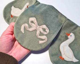 Goose Nursery Garland: Handmade Cotton Bunting with Embroidered Bows, Ships from USA