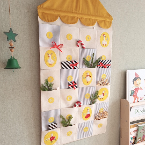 Personlig Tyg Adventskalender: Broderad Gås Julnedräkning