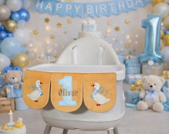 One Party Banner for First Birthday, High Chair Banner, Personalized 1st Birthday Decor, Boy Birthday Photo Prop