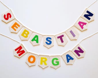 Personalized Felt Name Banner: Baby Shower Decor, Nursery Wall Art