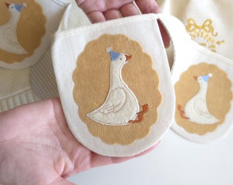 Handmade Goose Nursery Garland: Gingham Cotton Bunting with Felt Appliqués