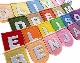 Felt Name Garland, Birthday name Garland, Children’s wall decoration * Up to  8 letters * Choose your own colours!