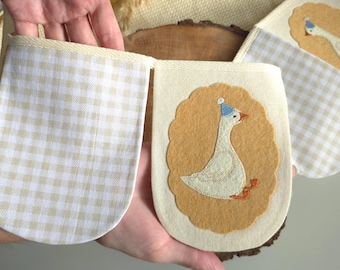 Goose Nursery Garland – Handmade Cotton Bunting with Felt Geese, Ships from USA