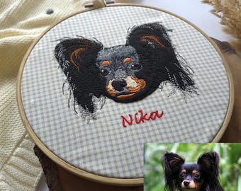 Custom Pet Embroidery Portrait: Dog & Cat Memorial, Handmade Hoop Art