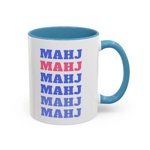 Trendy MAHJ Mahjong Coffee Mug, Colorful Mahjong Mug, Funny Mahjong Gift, Mahjong Gift