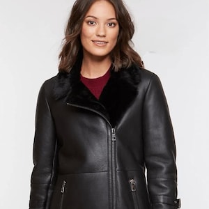 Lammlederjacke für Damen - handgefertigt im Biker-Stil, Größen S bis 3XL | Weiche Echtleder Oberbekleidung für Mädchen und Damen