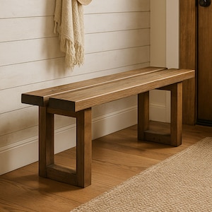 Handmade Rustic Solid Wood Entry Bench - Farmhouse Hallway Furniture