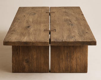 Handmade Solid Wood Coffee Table: Rustic Farmhouse Living Room Table