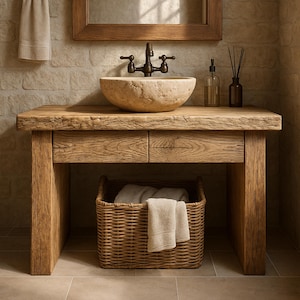 Handmade Solid Wood Bathroom Vanity: Rustic Farmhouse Sink Cabinet