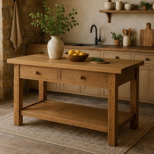 Reclaimed Wood Kitchen Island, Rustic Wood Kitchen Island with Drawers, Counter Height Kitchen Table, Farmhouse Kitchen Table with Storage