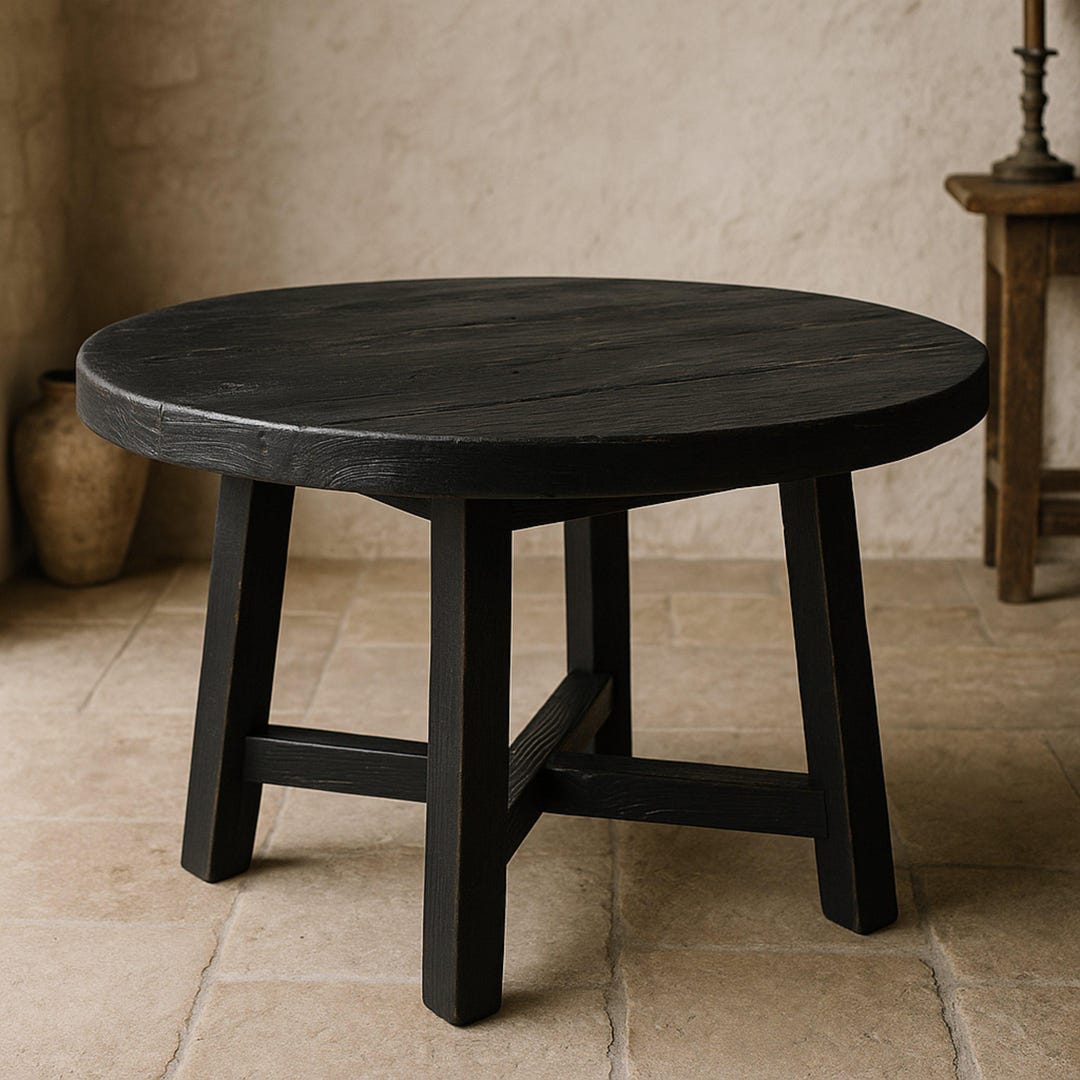 Handmade Rustic Round Wood Dining Table: Farmhouse Kitchen Table - Etsy UK