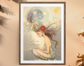Self-Love Affirmation Poster: Gentle Mental Health Wall Art (Digital Download