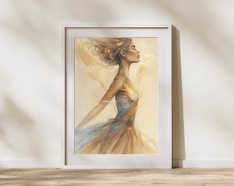 Póster de energía femenina sanadora, arte abstracto suave de mujer para descargar, impresión digital