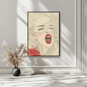 Raw Feminine Power – Woman Screaming Wall Art – Emotional Release Poster – Shadow Work Print – Bold Female Expression