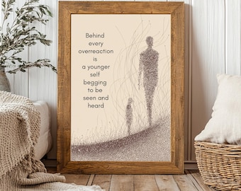 Behind Every Overreaction – Inner Child Quote Poster | Emotional Healing Wall Art