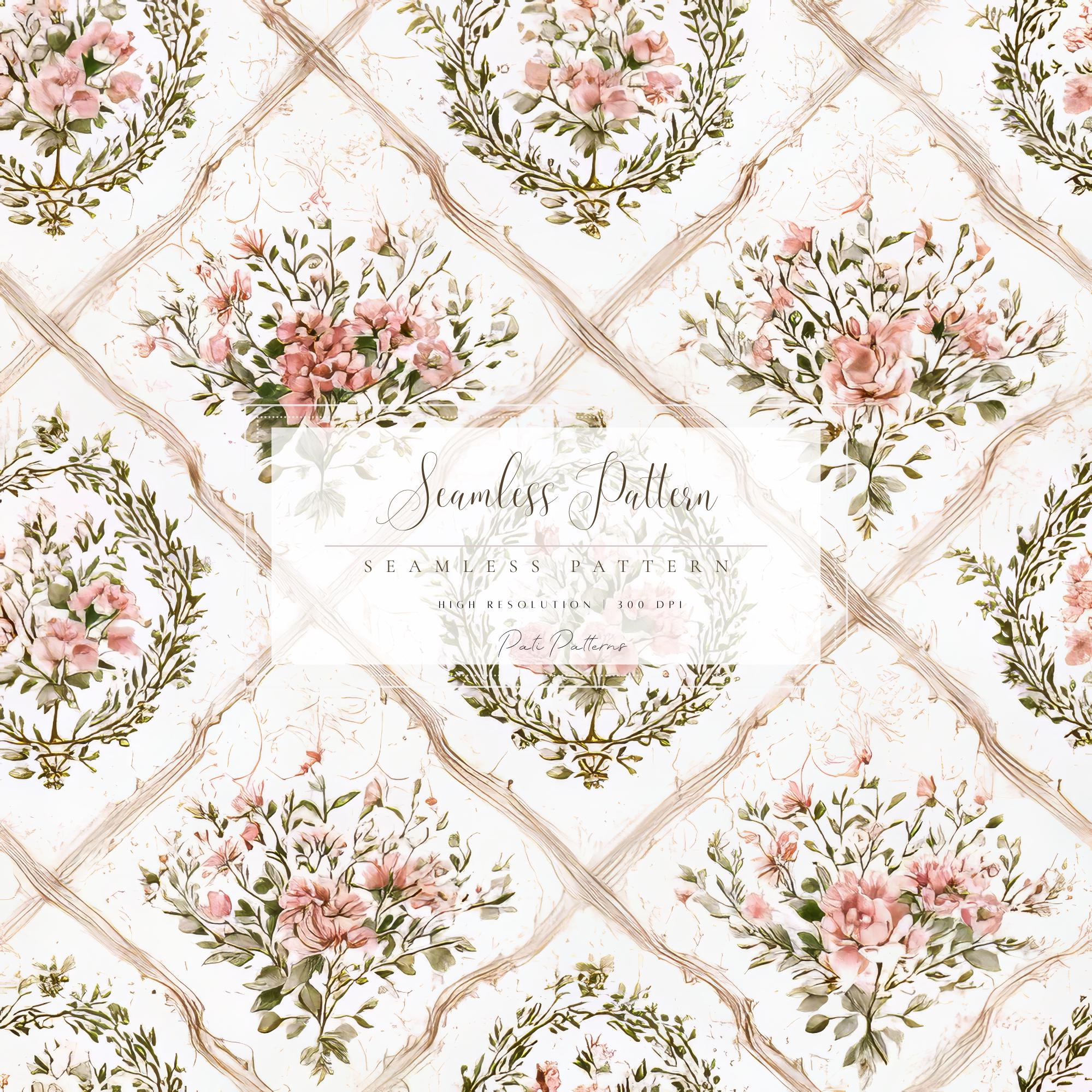 Vintage Floral Seamless Pattern, Shabby Chic Bouquet Digital Paper ...