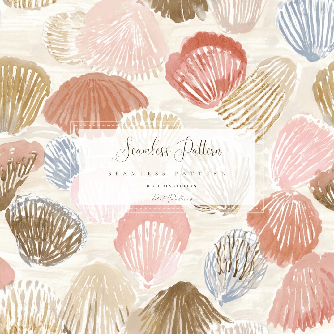 Seashell Watercolor Seamless Pattern PNG, Coastal Ocean Beach Design ...