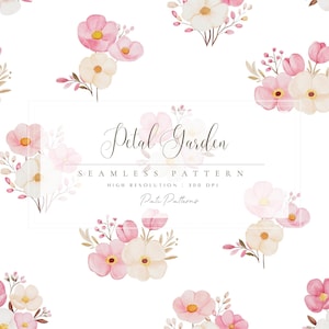 Aquarell Blumen Muster - Baby Girl Stoffdesign - Blütenblatt Garten Rosa Pastellblumen Hintergrund JPG - Kinderzimmer Blumenhintergrund