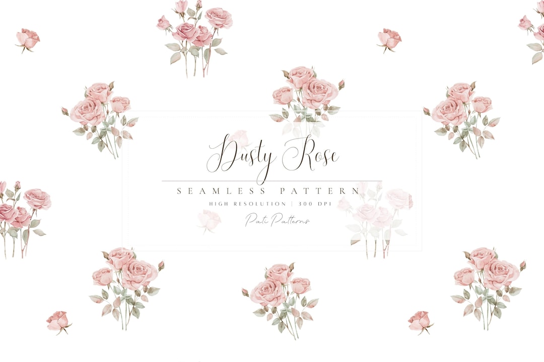Dusty Rose Seamless Pattern - Floral Background - Digital Download ...