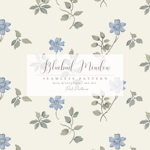Naadloos Bluebud Meadow-patroon - digitaal papier met kleine blauwe bloemen - Cottagecore vintage behangstijl - stofontwerp bloemen - babyshower