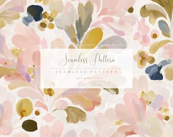 Floral Seamless Pattern PNG with Background, Soft Pink Spring Flowers, Fast Download, Commercial Use for Kids and Holiday Crafts