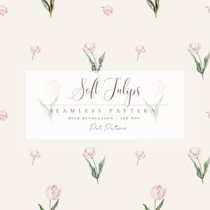 Pastell Tulpe Musterdesign - Kinderzimmer Blumen Hintergrund - Aquarell Zarte Blumen Papier - Instant Download - Kommerzielle Nutzung - Tulpen
